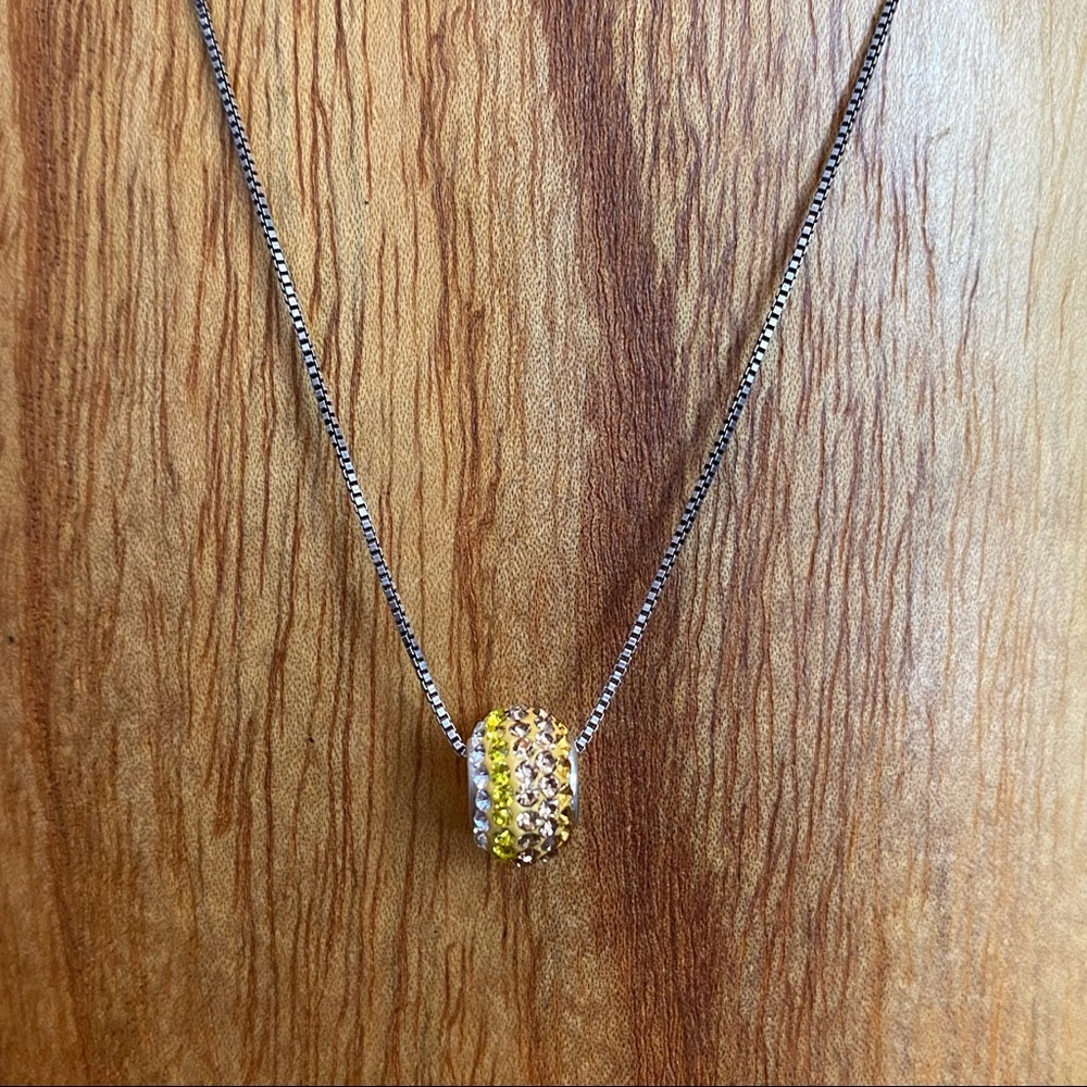 Yellow Ombré Crystal Sterling Silver Slider Charm